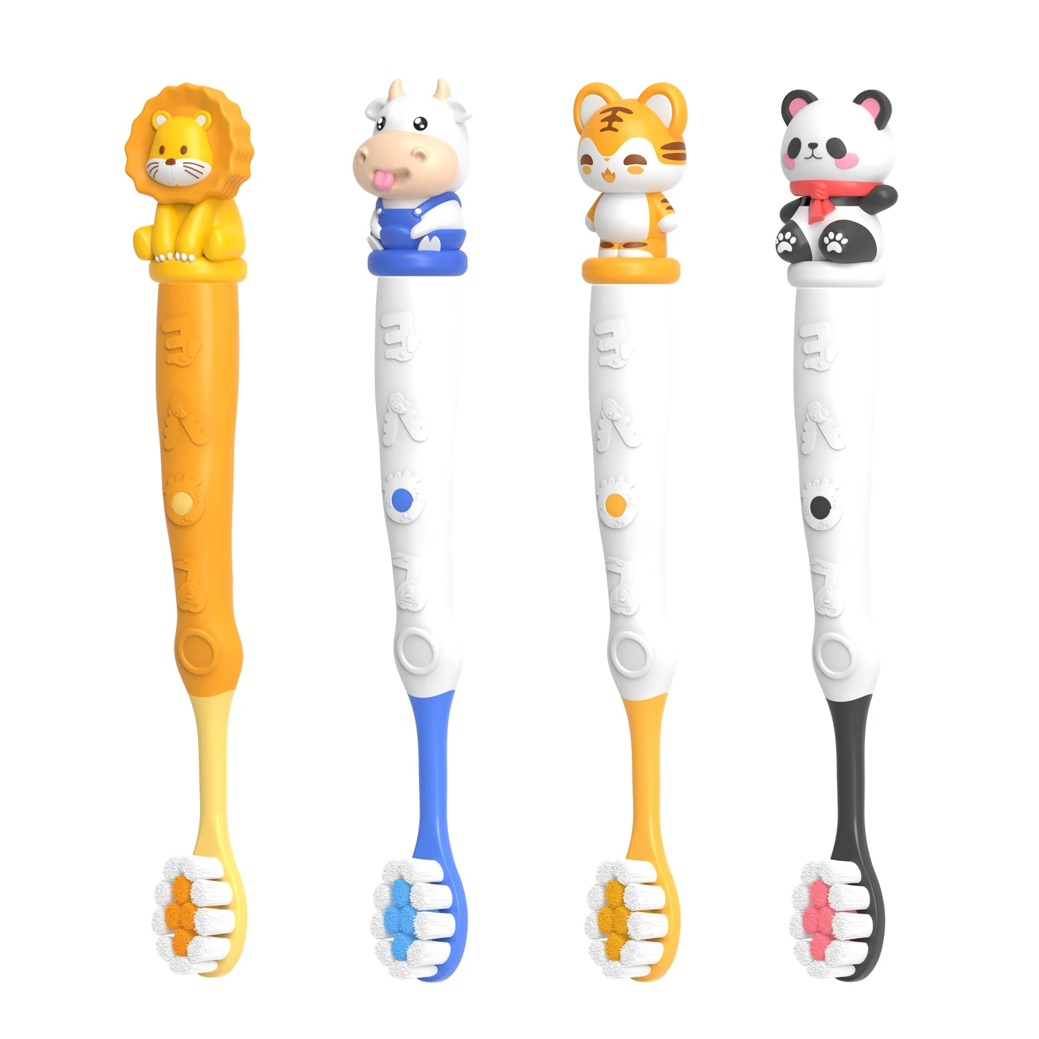 New Design Animal Cow Tiger Panda Lion Shape Child Toothbrush For Kid Cute Toothbrush Animal Toothbrush For Kids Tooth brush