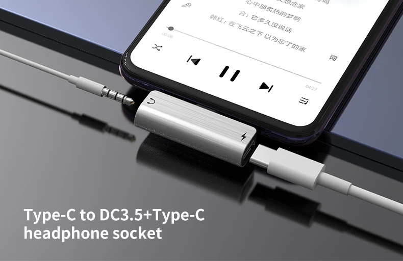 OEM service stainless steel material 2 in 1 usb to usb c cable aux cable 3.5mm adapter