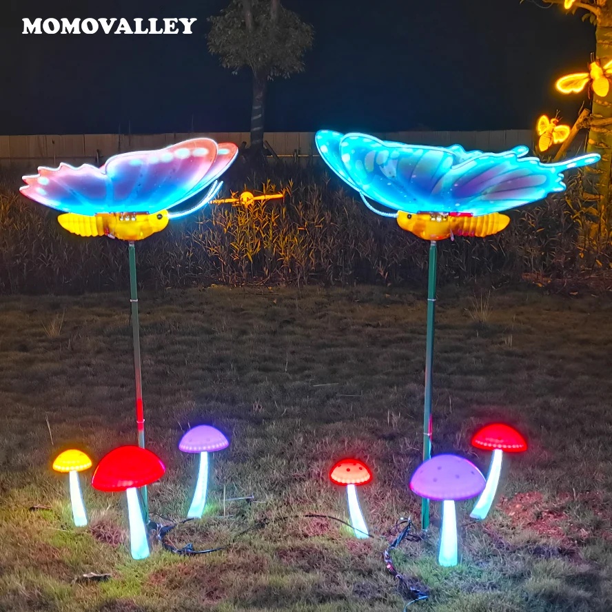 Decorative lighting christmas decorations moving park event open and close standing floor led dynamic butterfly lamps decor