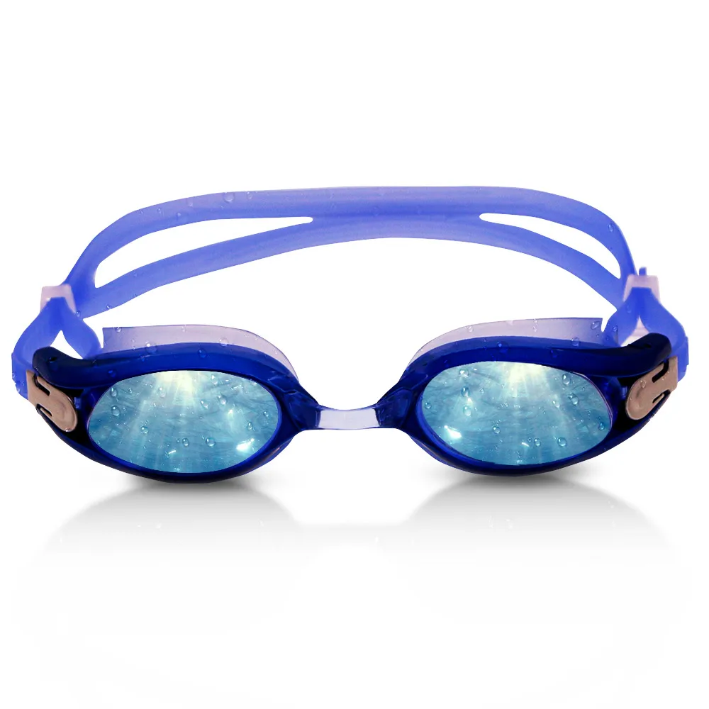 Custom Blue Silicone Swim Goggles Plating Anti Fog UV Protection swimming goggles