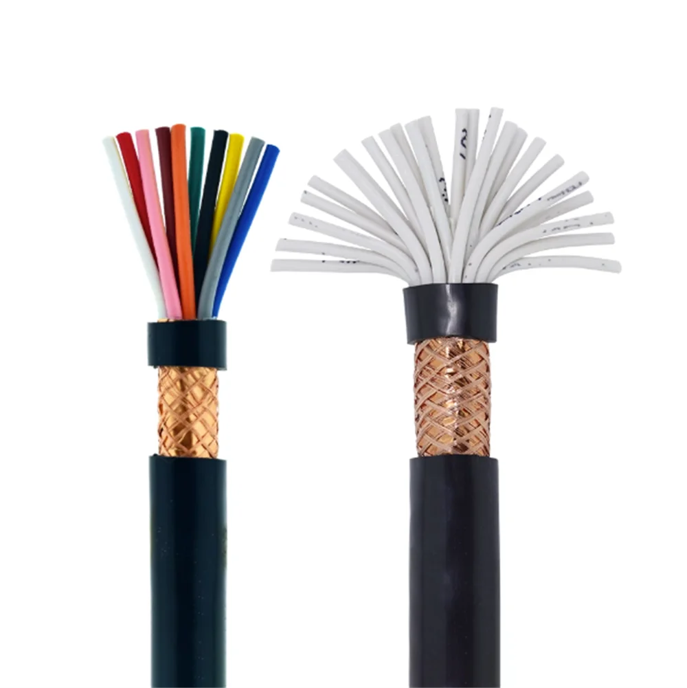 Multi Core Flexible Armoured Signal Wire, RVVP Shielded Cable 2/3/4/5/6/7/8/10 Cores Bare Copper PVC Insulated Control Cable