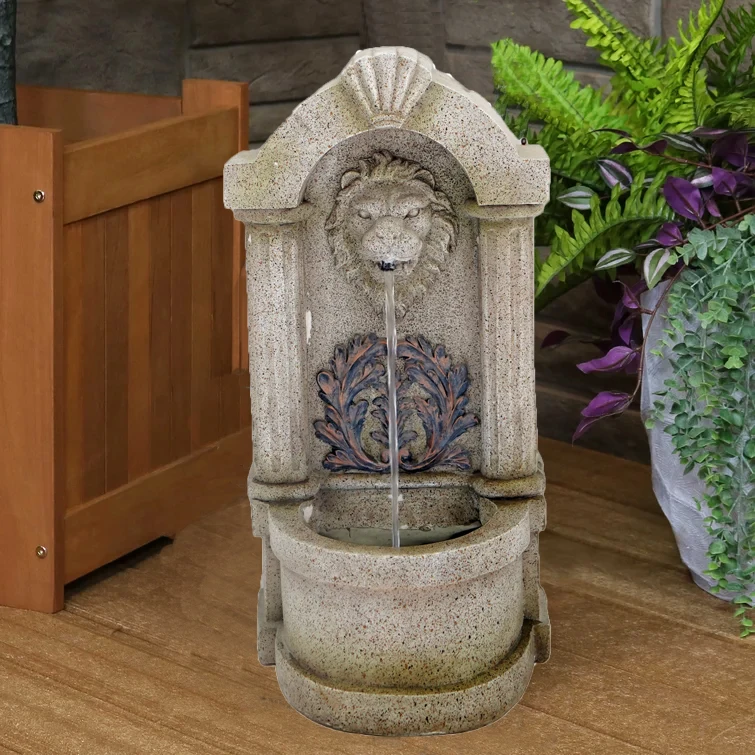 Indoor Zen Meditation Decor Home Fengshui Water Fountain With LED lion Resin Rockery Water Fountain