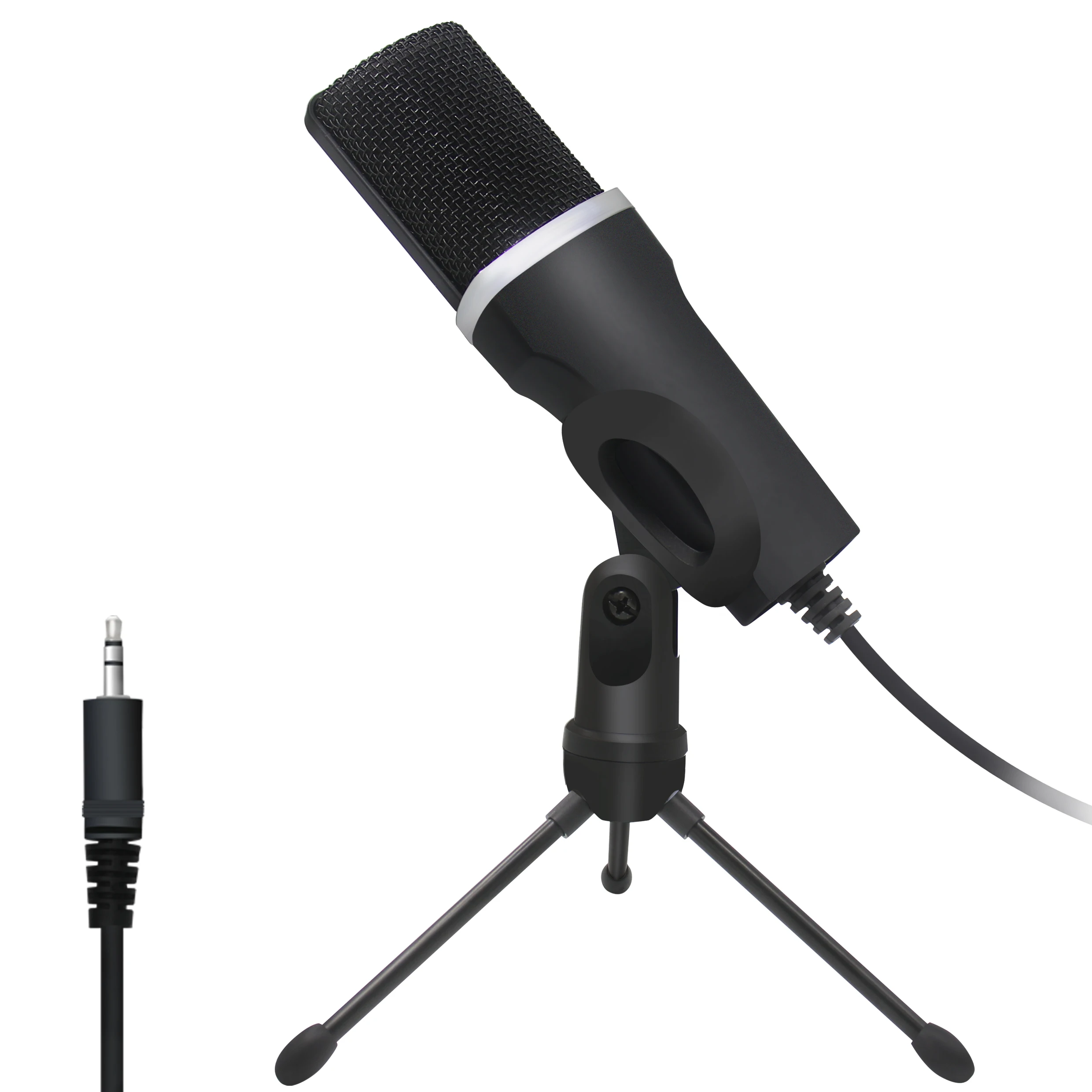 Горячая продажа 3,5 мм записывающий микрофон с настольной подставкой конденсаторный микрофон для прямого вещания Поющий микрофон