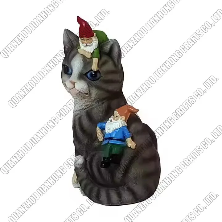 Children Garden Statues Best Selling Little Dwarf and Big Cat Resin Sculpture for Home Garden Decoration