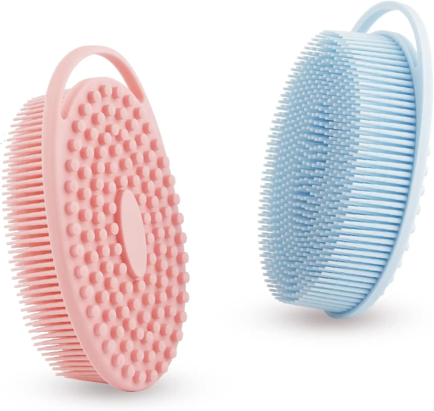Double Sided Silicone Bath Shower Scrubber Boby Exfoliating Massage Silicone Body Wash Brush With Hook