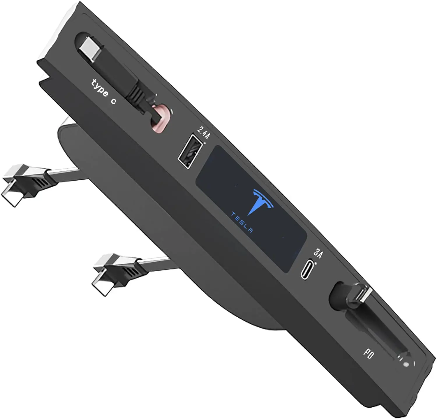 Docking Station with Retractable Fast Charging Cable for Tesla Model 3 Model Y 2021 2022 2023, Interior Accessories for Tesla