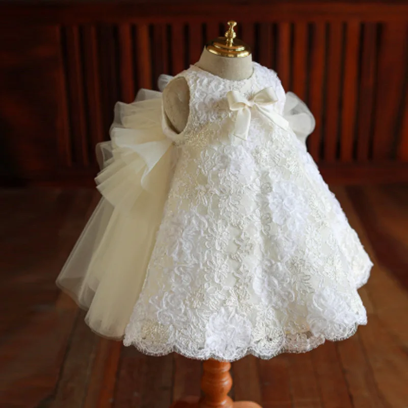Girls Flower Girl Elegant PrincessTull  Dress Party O-neck Long Princess Dresses Baby Girl Party Ball Gown