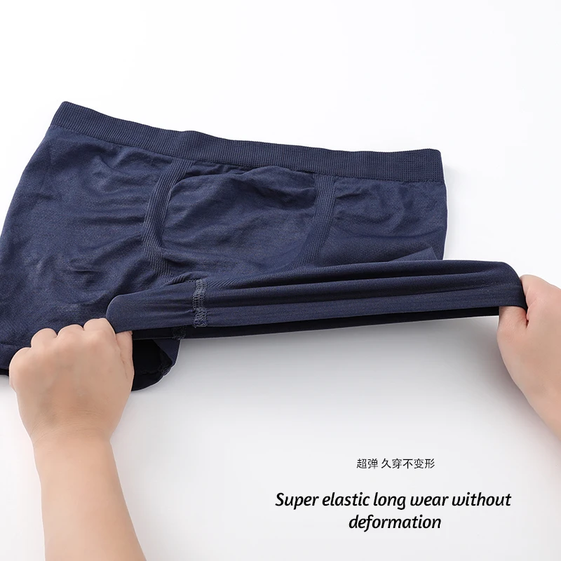 Wholesale Solid Color Mid-waist Breathable Quick-drying  Seamless Boxer Briefs For Men