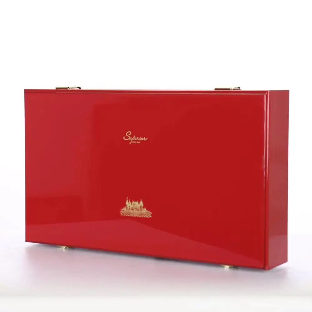 Wholesale MDF wooden luxury piano lacquer 4 bottle and 6 bottles wine packing  boxes and wine gift box