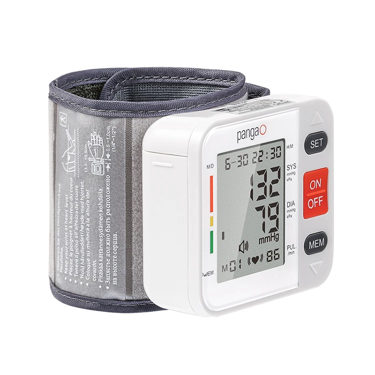 Pangao hot sale small portable automatic digital voice wrist cuff blood pressure monitor set