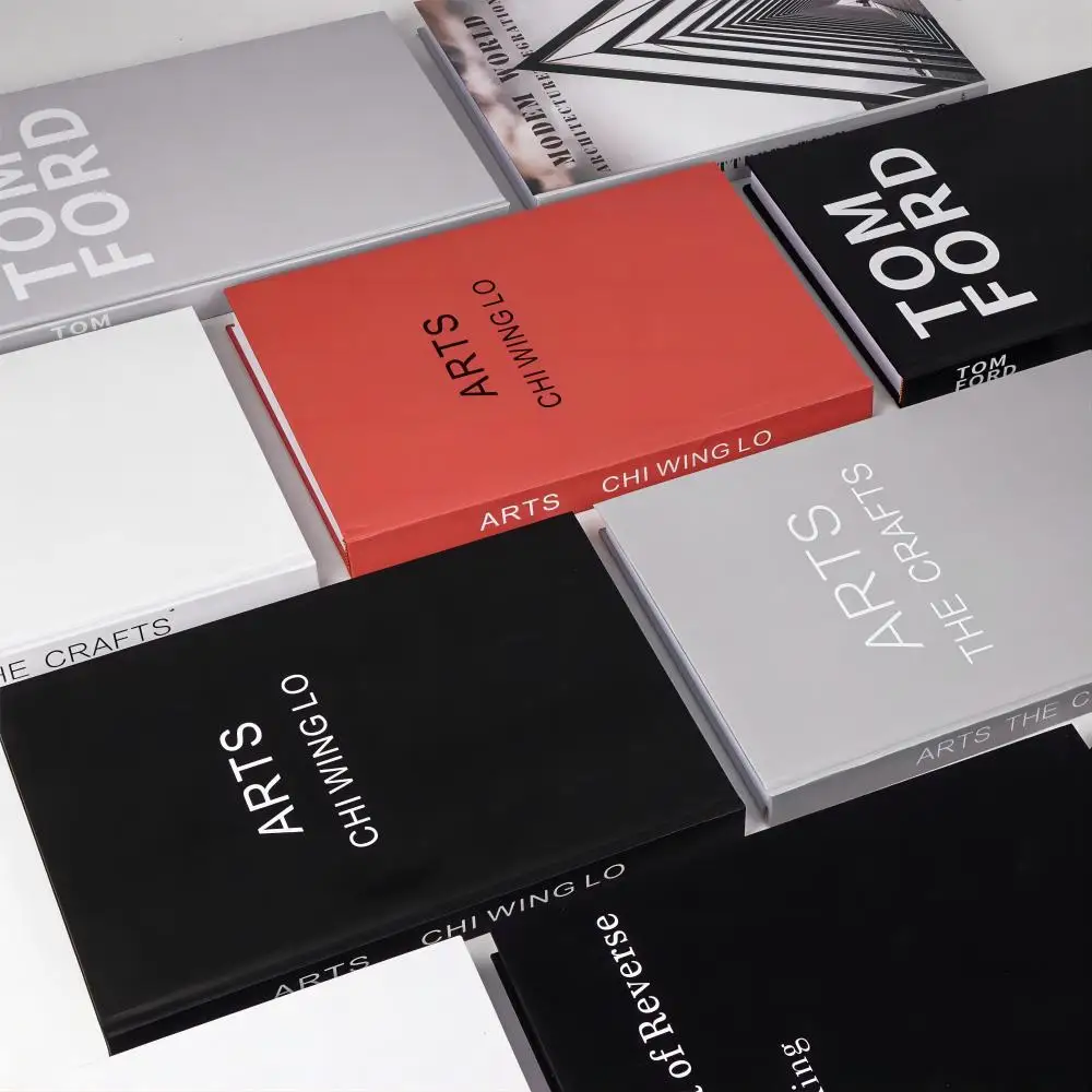 Hard shell large black and white gray matching simulation books can be read model room display decoration fake books