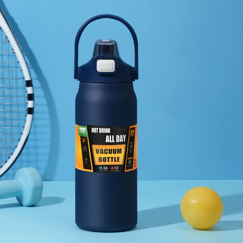 800ml 1000ml 1200ml 1500ml American Style Stainless Steel Vacuum Flasks Gym Sports Thermos Water Bottle With 2 In 1 Drinking Lid
