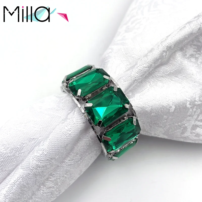 Colors Diamond Crystal Gold Silver Rhinestone Napkin Ring for Wedding Decoration