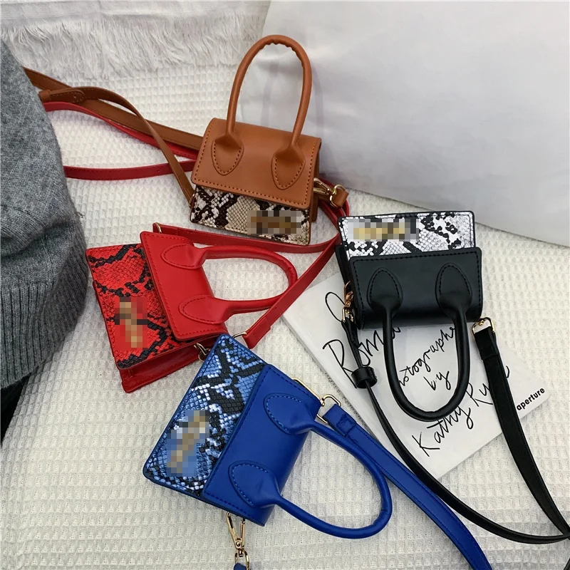 
2021 Wholesale Girls Hand Bag New Fashion Simple Shoulder Crossbody Snake Skin Ladies Design Handbags Women Purses 