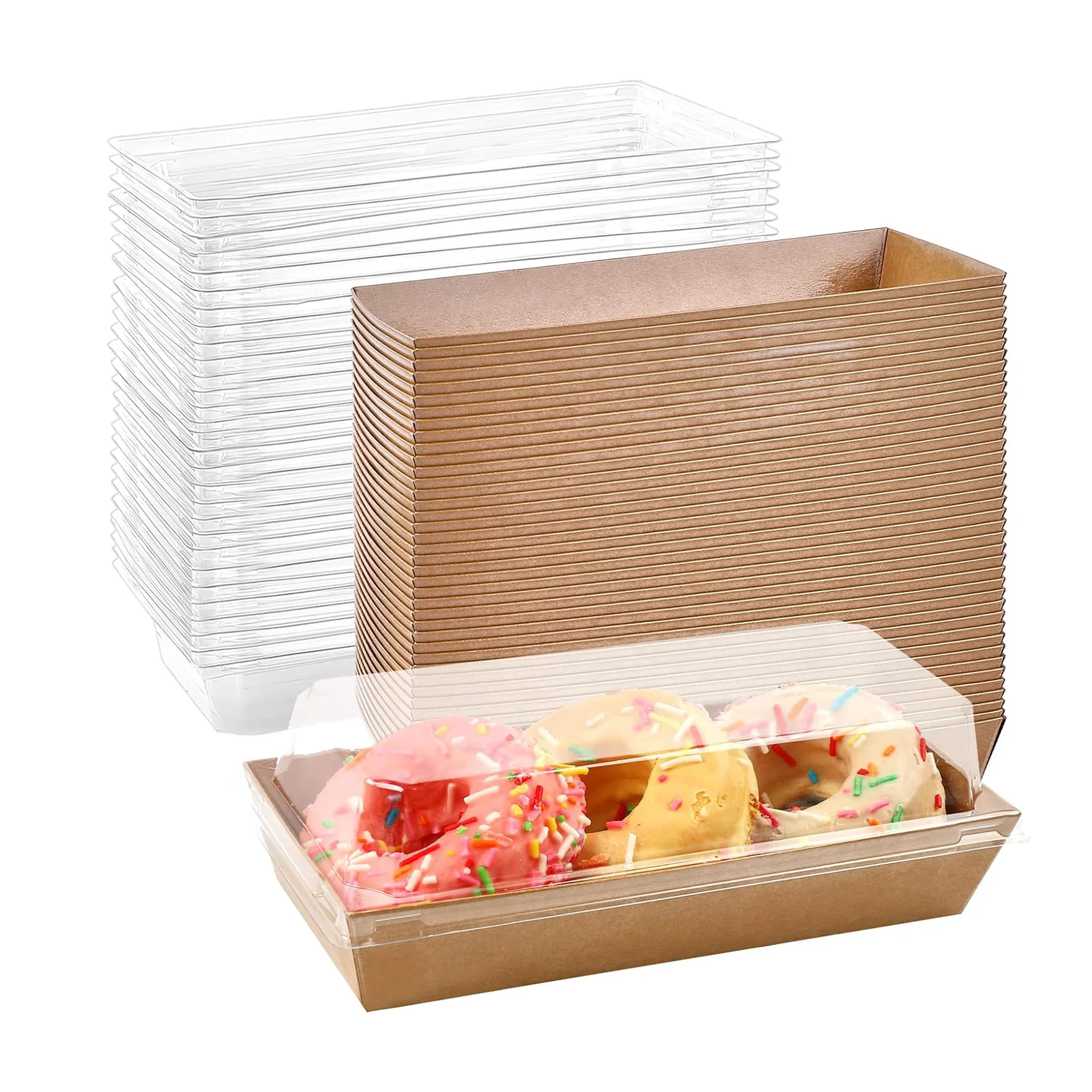 Eco Desserts Recyclable Charcuterie Boxes With Clear Lids Brown Competitive Price Craft Paper Cake Box