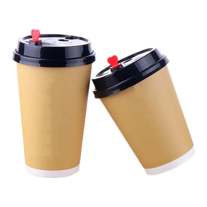 Food safe disposable 12oz double walled paper coffee cup with lid