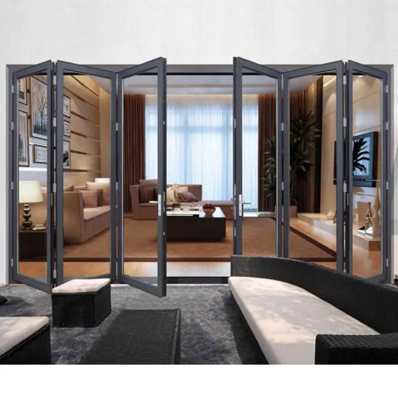 Customized Accordion Folding Door Double Glazed External Folding Doors Modern Interior Stacking Bifold Doors