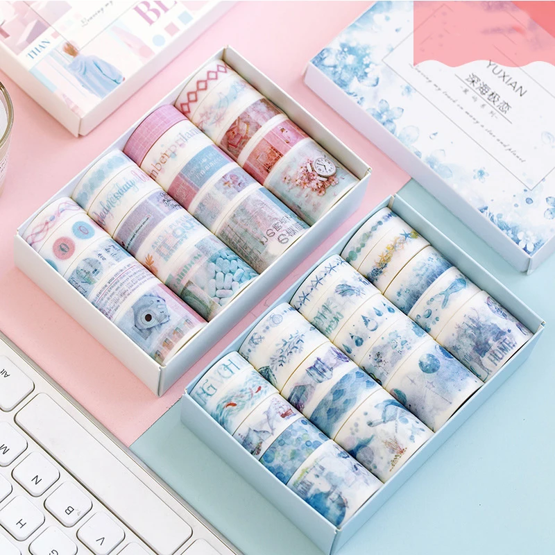 20rolls per box 2M Tape Set Gift Box Colorful DIY Tape Decor Collage Hand Account Sticker Scrapbooking Label Album Diary Sticker