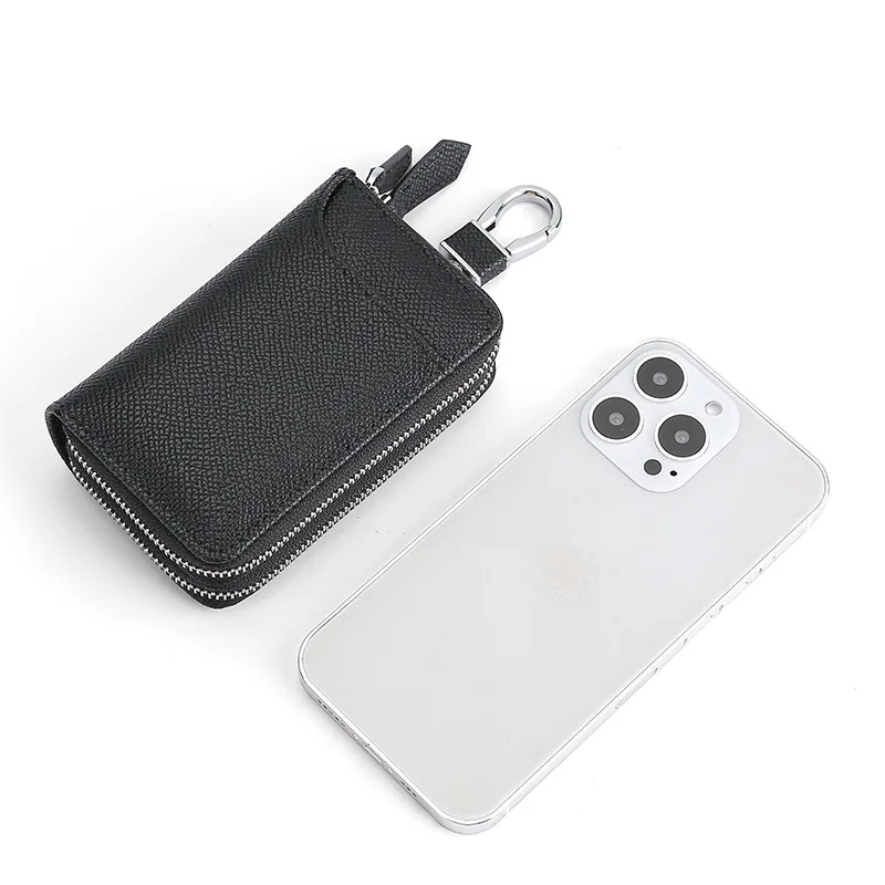 Factory Direct New Car Key Case Leather Multifunctional Large Capacity Double Zipper Door Key Case For Man and Women