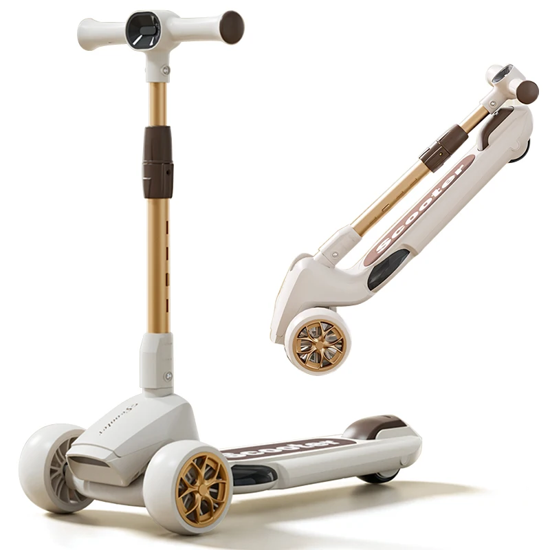 Outdoor Sports Toys Foldable Toddler Baby Kick Scooter Light Up LED PU 3 Flash Wheels Children Scooter For Kids Boys Girls