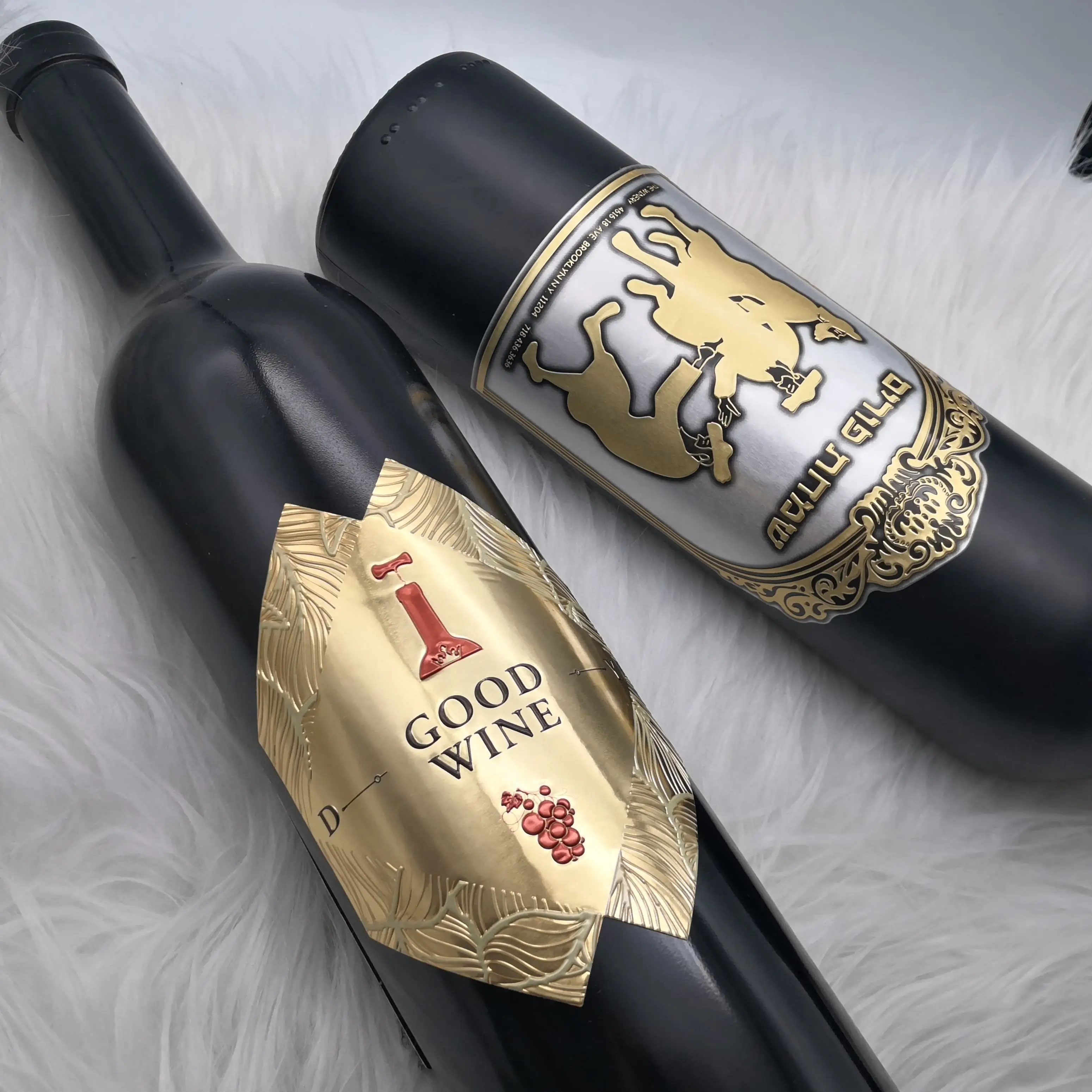 Custom Hot Quality Luxury Metal Wine Label Sticker Printing Wine Bottle Label Foil embossed Packaging Label For Wine