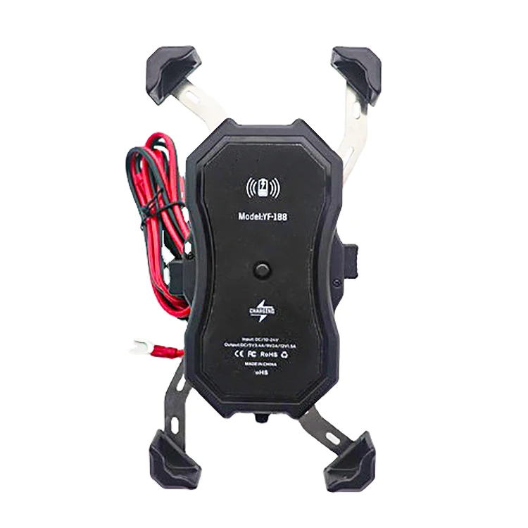 High quality 12-24VUSBQC3.0 handle rearview mirror mount 15W wireless charger motorcycle holder