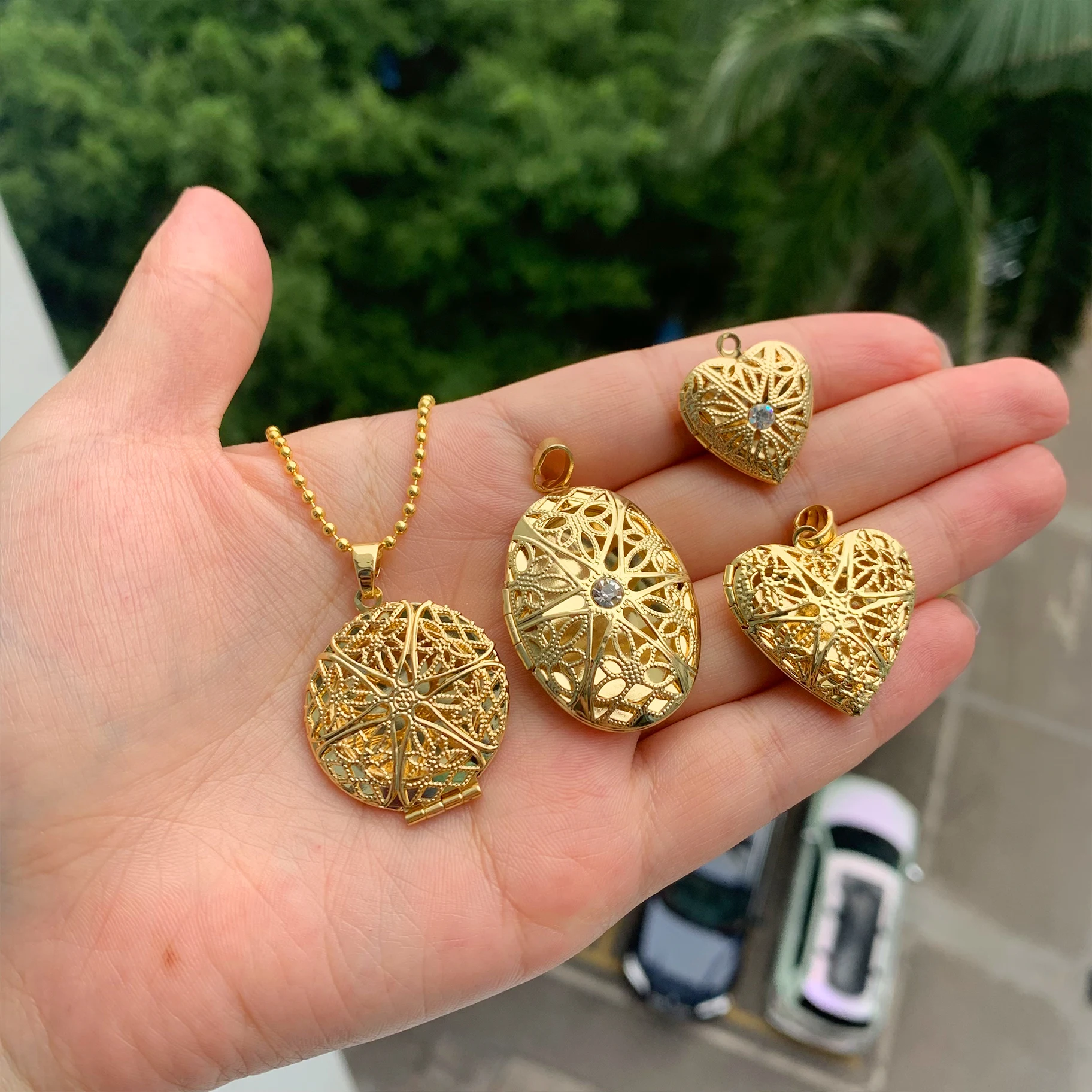 Vintage Luxury Women Dainty 14k Gold Plated Sublimation Memory Photo I Love You Couple Heart Chain Locket Pendant Necklace