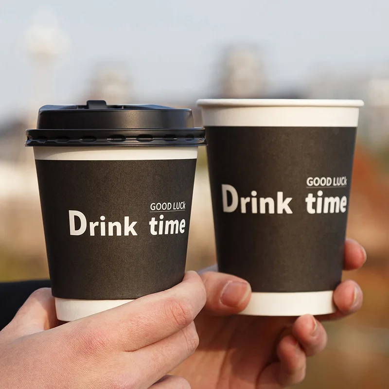 Logo Design 8 10 12 16 20 22Oz Double Wall Paper Cup For Hot Drinks Custom Disposable Printed Paper Coffee Cup