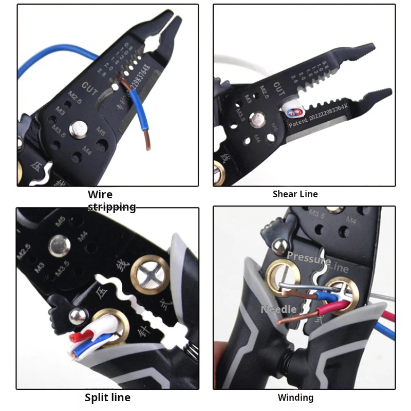 B92YC Wire stripper, electrician cable stripping pliers, multifunctional wire crimping pliers, wire cutters