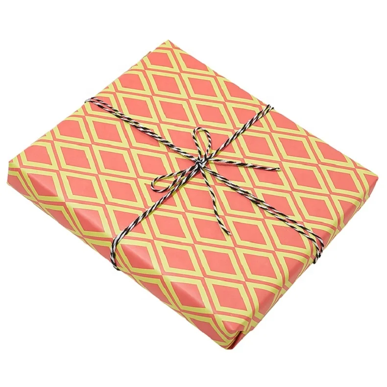 
All Occasion New Fashion Design Orange Plaid, Gift Wrapping Paper Roll for Gift Packaging 