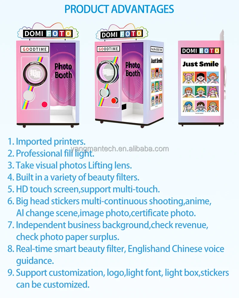 ID Photo Booth Beauty Photo Booth Voice Guidance Photography Kiosk Foto Booth Vending Machine Make Money Machine