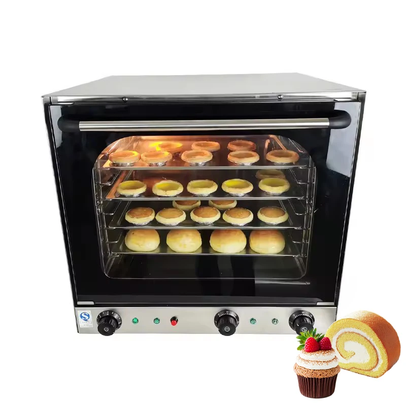 Household/commercial 4-plate double fan oven, hot air spray, pizza baking oven, visual glass, with timed steaming and baking