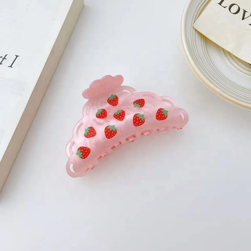 Милый корейский розовый летний зажим для волос в виде фруктов клубники Kawaii заколка вишни аксессуары из