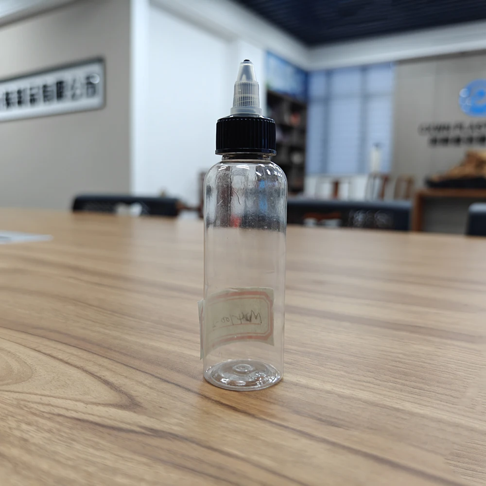 Clear Plastic Bottle 100ml Eco Friendly Empty Twist Top Cap Transparent Squeeze Bottles for Hair Oil Coconut Oil Dye Applicator