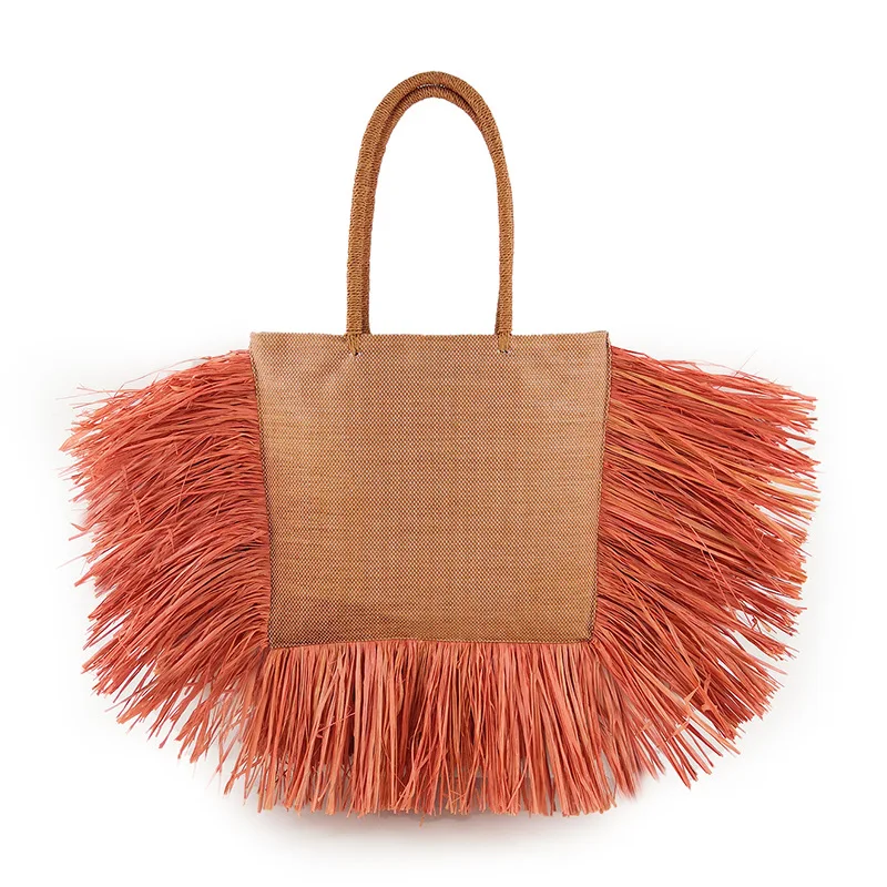 fringe bag holiday beach bag tote summer beach handbag bohemian tassel raffia totes woven straw bags