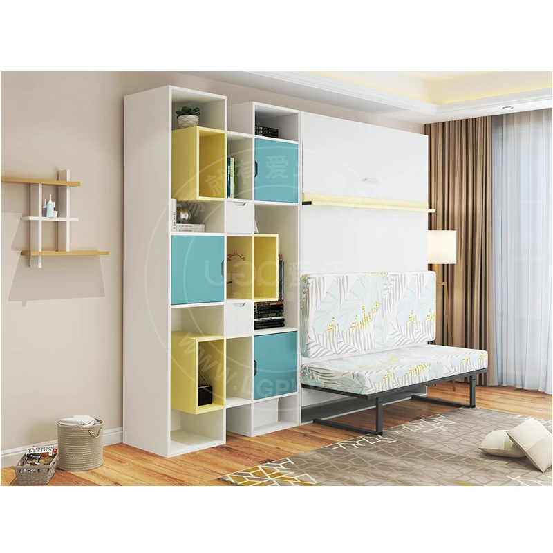 Motor driven side mount wall mounted bed horizontal pull down murphy single beds cabinet for sale murphy wall bed