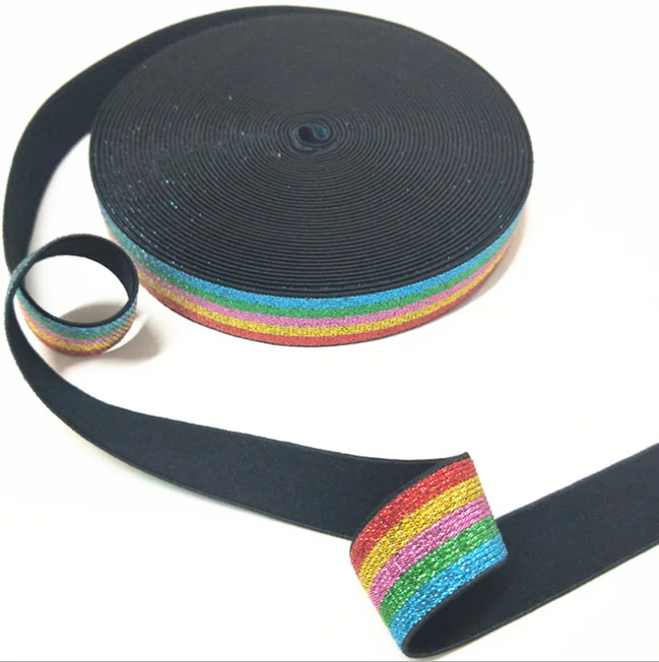 
High Quality metallic elastic tape stripe elastic tape nylon elastic tape with metallic yarn polyester elastic webbing band 