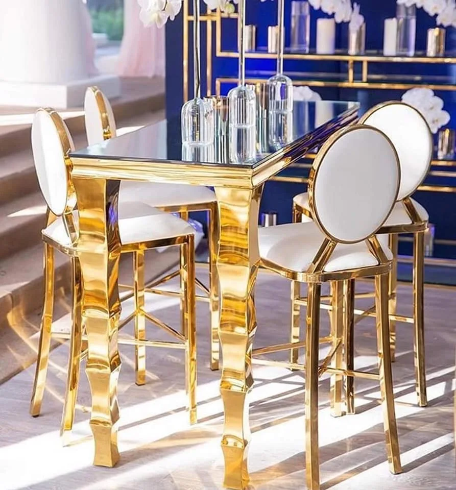 Foshan Cheap Wholesale Factory Price Modern Bar Furniture Stainless Steel Bar Tables And Chair