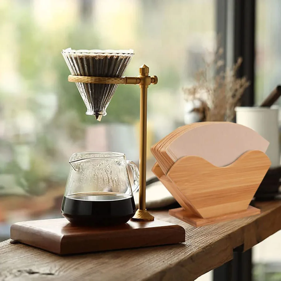 Custom made wooden coffee filter stand v - type  filter paper holder