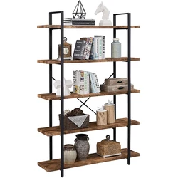 Деревянная металлическая мебель открытый Etagere книжный шкаф с 5 полками промышленная книжная