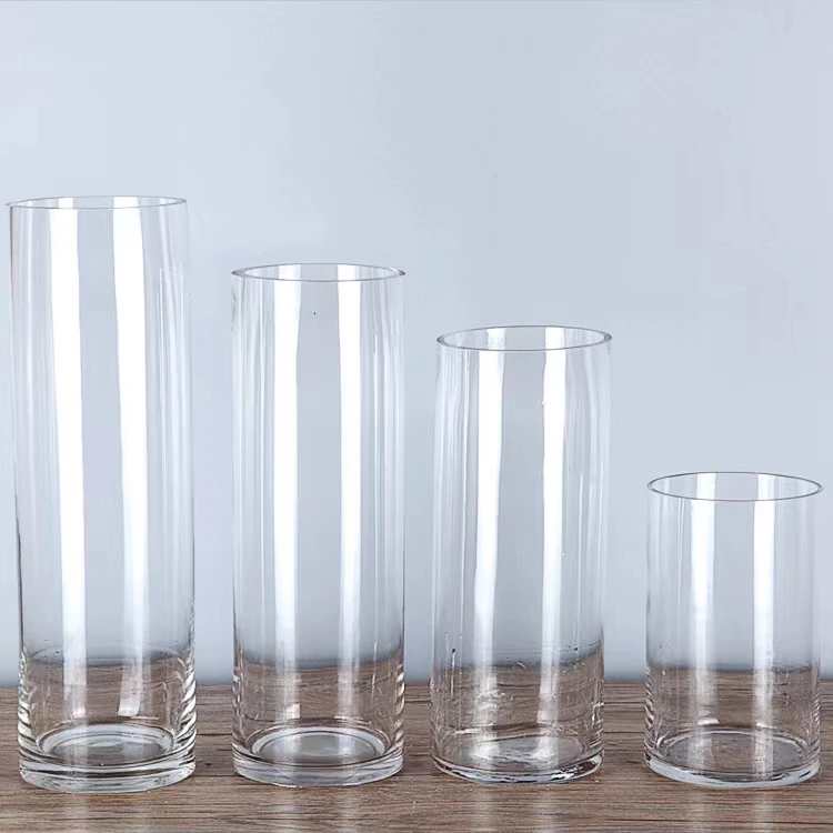 Большой прозрачный напольный цветочный цилиндр 30 40 50 60 см Высота 10 20 25 высокая стеклянная ваза для свадьбы