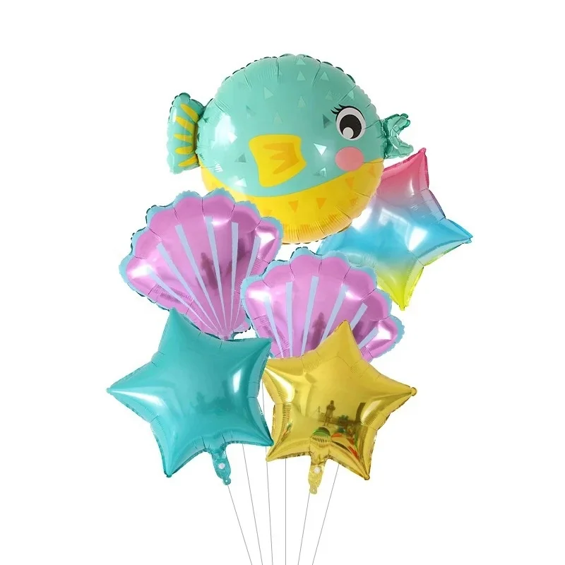 New Marine animal theme cartoon crab jellyfish aluminum balloon set birthday party atmosphere decoration