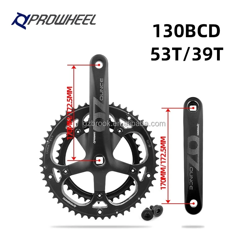 Кривошипная система Prowheel 130BCD двойная Звездочка с квадратным отверстием для дорожного велосипеда кронштейн 170/172 5 мм 53/39T кривошипная гоночного