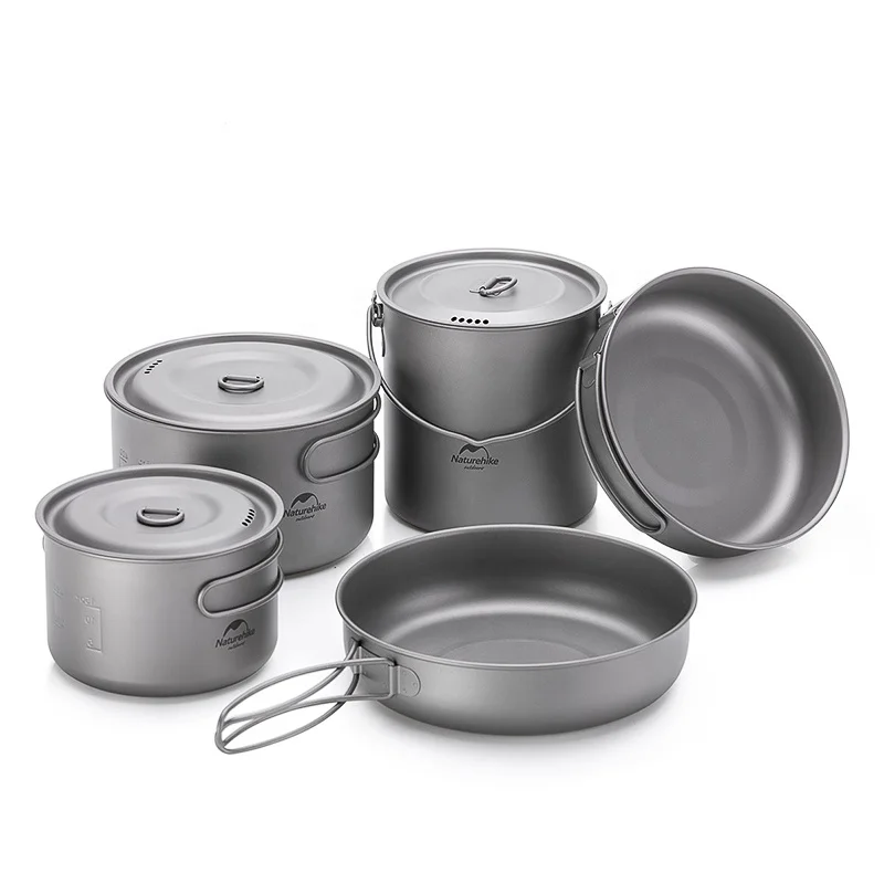 Camping & Hiking Products Ultralight Titanium Pot Pan Pure Titanium Cookset Outdoor Camping Cookware
