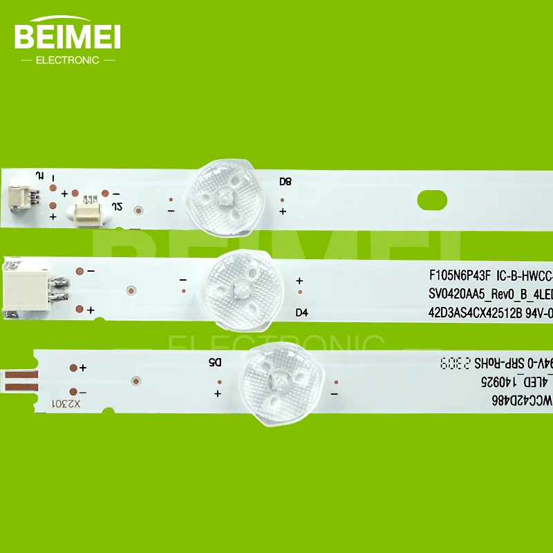 TV Backlight Strip F105N6P43F IC-A-HWCC42D486 IC-B-HWCC42D486 LED Strips for Panasonic TH-43C410K LED Backlight 10PCS/SET