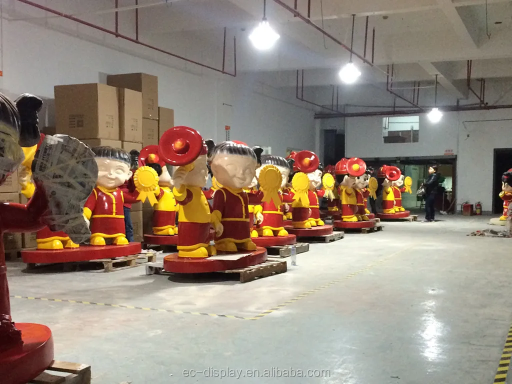Customized fiberglass big head cartoon figures sculpture Funny cartoon doll props