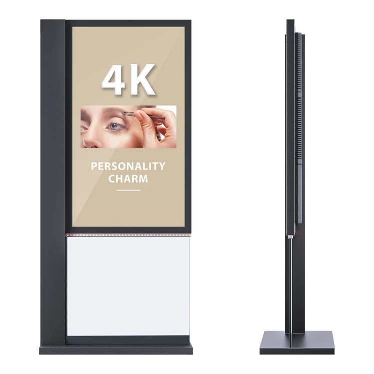 43 55 Inch Big Sun Enclosure Floor Stand Kiosk Advertising Panel Waterproof Screen Lcd Totem High Bright Monitor Outdoor Tv