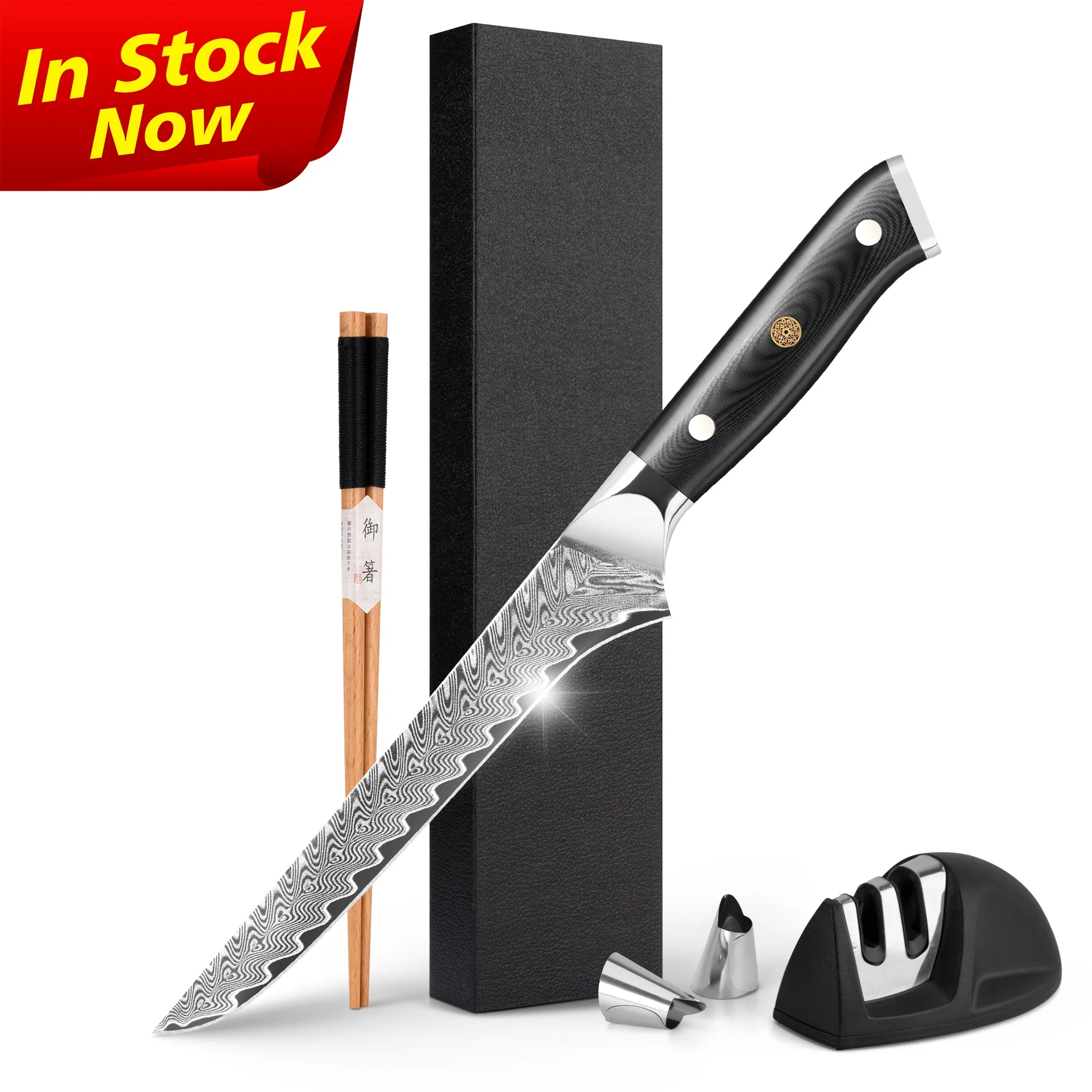 10% off Custom Logo G10 Handle 67 layers vg10 6 inch Damascus stainless alloy high carbon boning knife With Fish Bone Pattern
