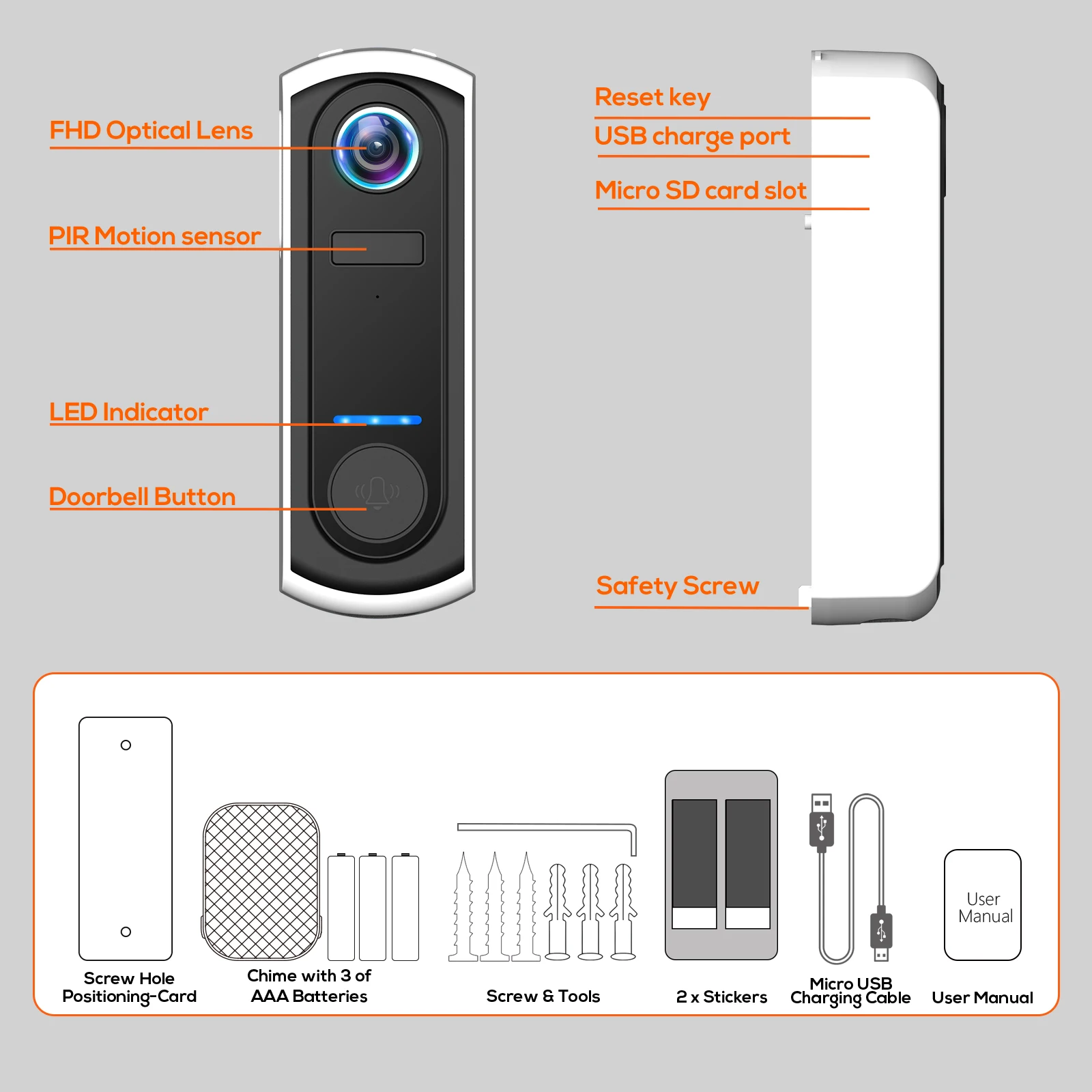 1080P WIFI Video Doorbell Door Bell Wireless Security Camera Doorbell Tuya Smart Home PIR Night Vision Audio Door Phone 95205-P3