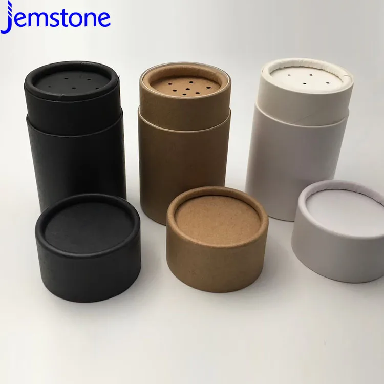 Custom Made Eco Cardboard Empty Powder Food Kraft Talcum Powder Spice Salt Packaging Paper Tube With Top Shaker